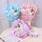 TwoCutesy™ Kawaii Kitty Cat Dolls With Artificial Flowers Bouquet