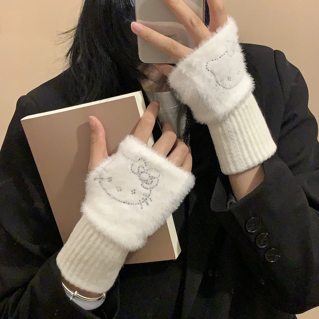 TwoCutesy™ Winter Warm Women's Half Finger Gloves Thickened Warmth