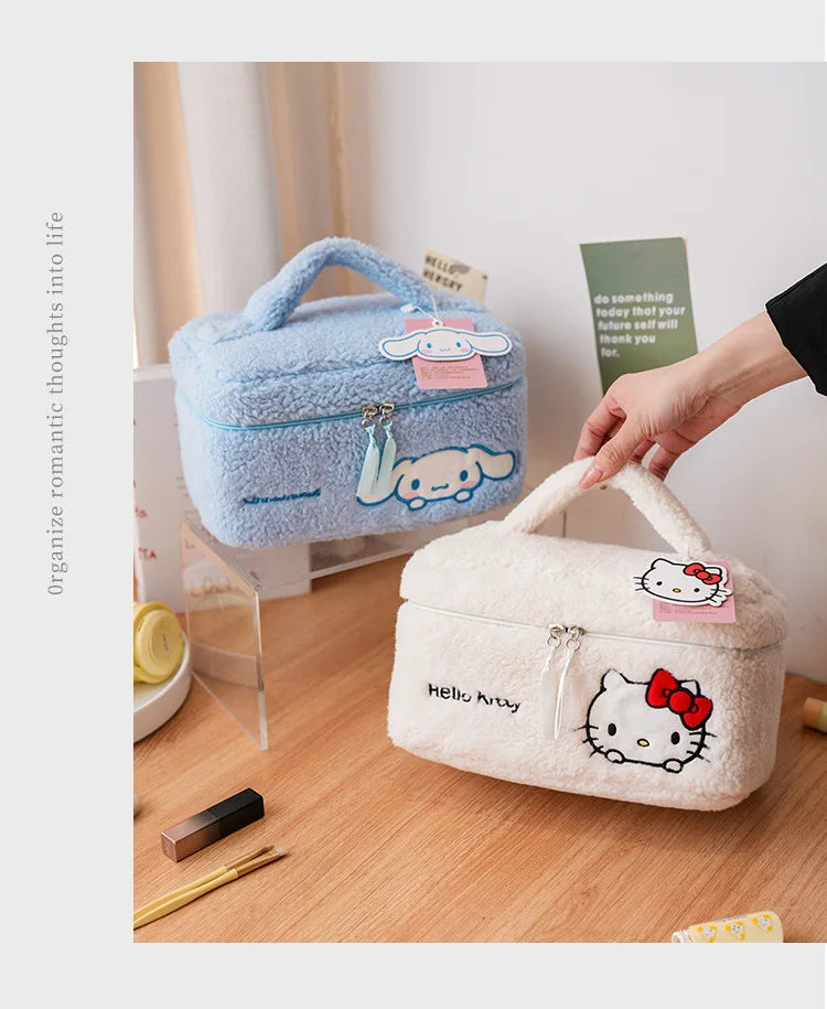 TwoCutesy™ Plush Makeup Cosmetic Bag Clear Case