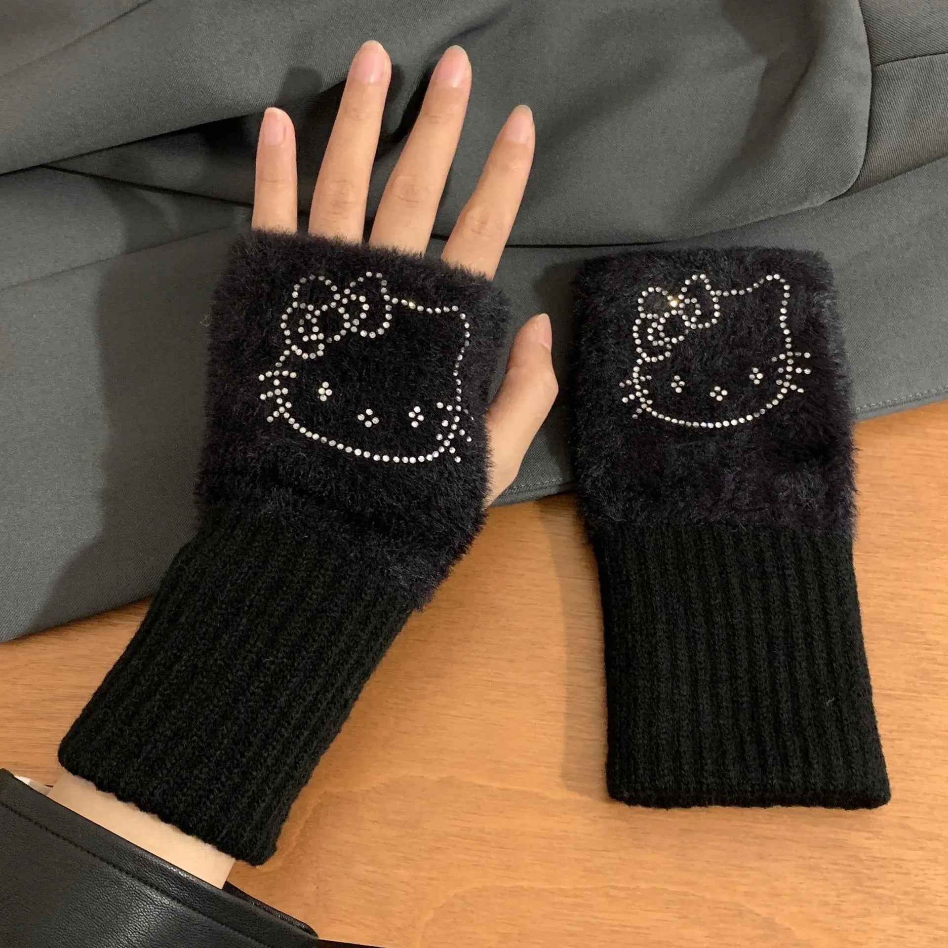 TwoCutesy™ Winter Warm Women's Half Finger Gloves Thickened Warmth