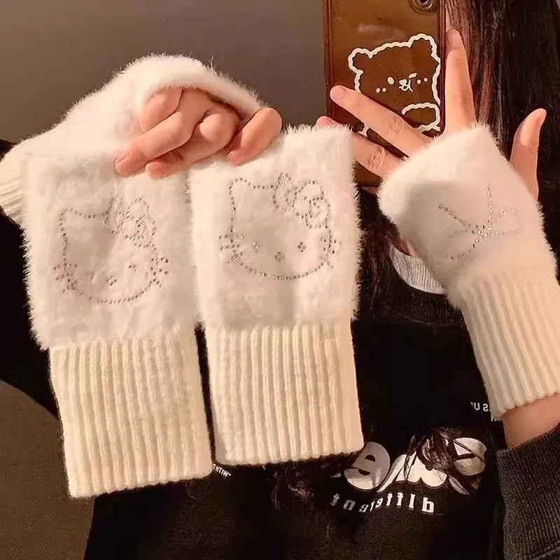 TwoCutesy™ Winter Warm Women's Half Finger Gloves Thickened Warmth