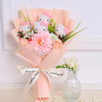 TwoCutesy™ Kawaii Kitty Cat Dolls With Artificial Flowers Bouquet