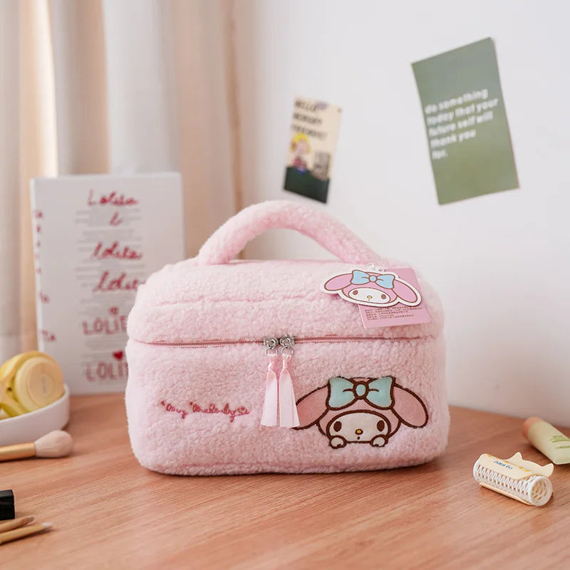 TwoCutesy™ Plush Makeup Cosmetic Bag Clear Case