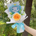 TwoCutesy™ Kawaii Kitty Cat Dolls With Artificial Flowers Bouquet