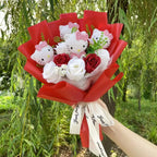 TwoCutesy™ Kawaii Kitty Cat Dolls With Artificial Flowers Bouquet