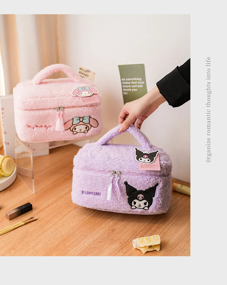 TwoCutesy™ Plush Makeup Cosmetic Bag Clear Case